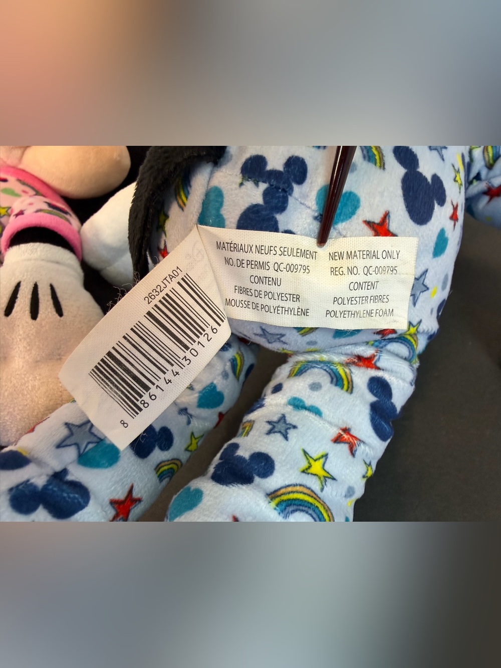 Disney Plush Pair Mickey & Minnie Pajamas Bedtime Sleep Just Play Rare Blue Pink - Picture 11 of 14